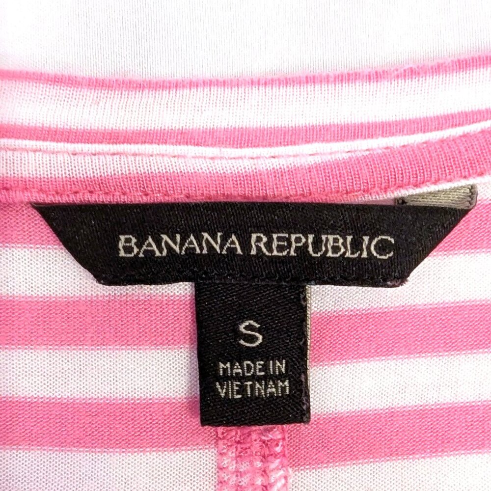 Banana Republic | Modal Mini-Stripe Long-Sleeve Tee Pink & White | Size Small - Picture 3 of 9